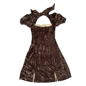 Kimchi Blue Jill Velvet Mini Dress Urban Outfitters Crushed Brown Velvet NWOT XS